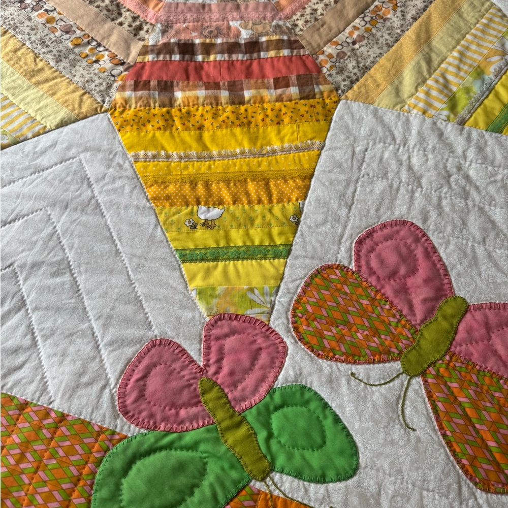 Patchwork Quilt with Butterfly Design